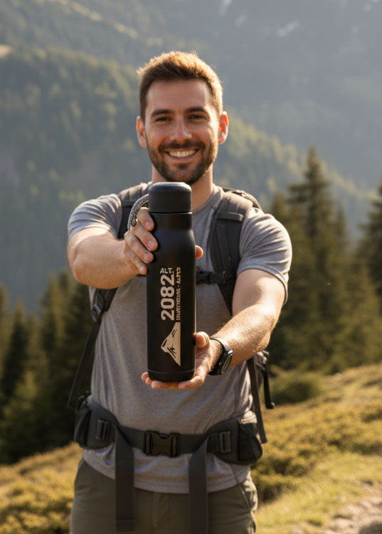 bouteille isotherme alt 2082 chartreuse noire acier recyclé