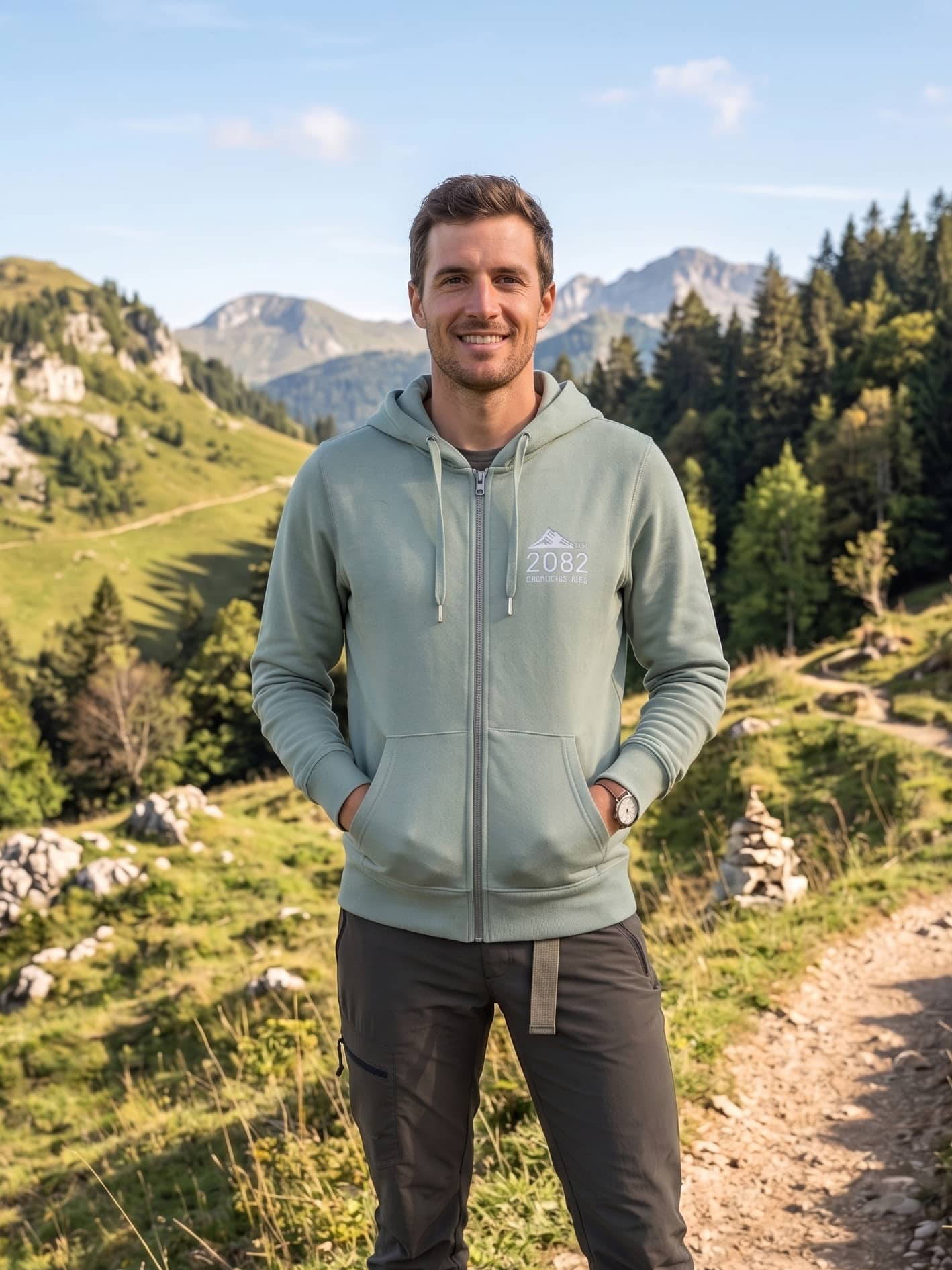 sweat zippé 2082 chartreuse sauge